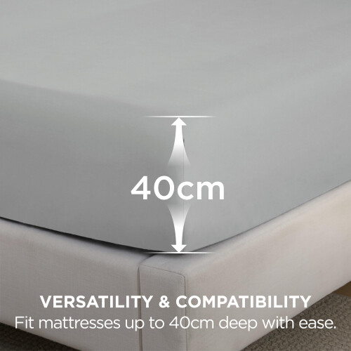 Bedsure Single Fitted Sheet Deep - 40cm Pocket, Grey, 90x190cm 2