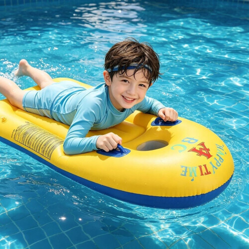 (Yellow)Pvc Surfboard Inflatable Floating Platform For Water Sports Pool Activities 1