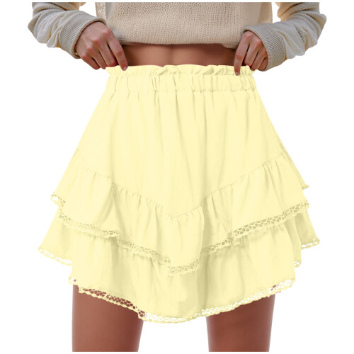 Women's Flowy Boho Skorts High Waist Ruffle Tiered