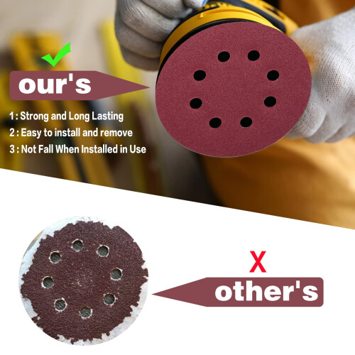 STEBRUAM 100Pack 125mm Sanding Discs 400 Grit Sandpaper for Orbital Sander 2