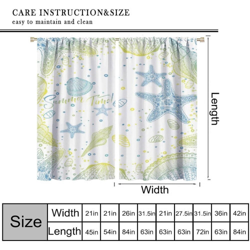 Starfish Ocean Curtains Teal Blue Coral Shell 2 Panels 1