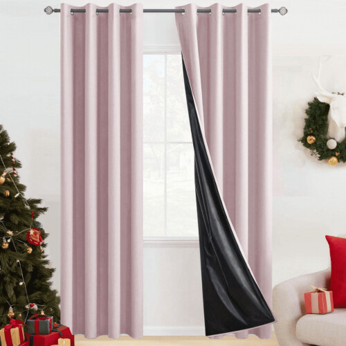 Light Pink Blackout Curtains 52x84 inch 2-piece