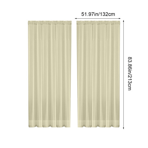 Sheer Curtains Beige Polyester 52x84 inch 2