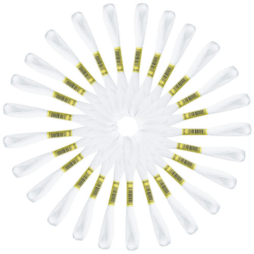 Embroidery Threads 25 Skeins White, AUERVO Embroidery Floss, Cross Stitch Threads 1