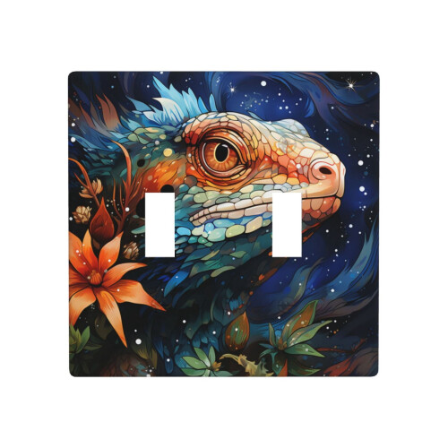 2-Gang Double Toggle Wall Plate - Lizard Starry Design