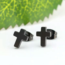 Black Cross Ear Studs Surgical Steel Jewelry