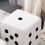 Dice Design Cube Foot Stool White 20x20x20cm Solid Wood 2