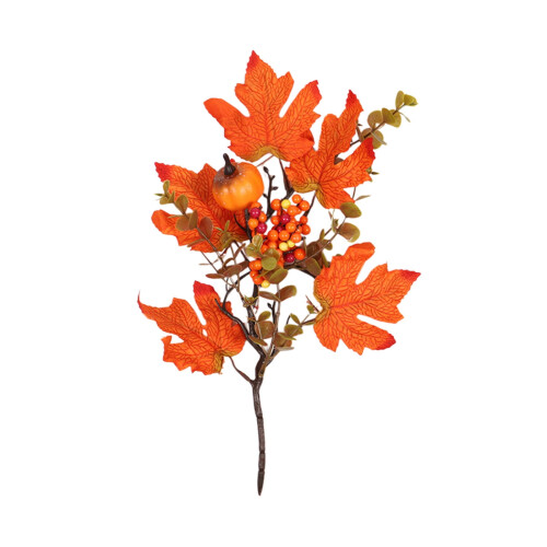 Artificial Pumpkin Branches with Maple Leaves and Berries