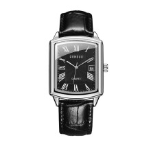 Women's Vintage Square Quartz Watch Silver Case Crocodile