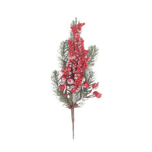 Red Berry and Pine Artificial Holly Stems 12 inch