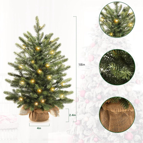 Pre-Lit Green Artificial Christmas Tree 18 in Flame 1