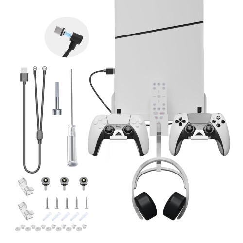 PS5 Slim Wall Mount Bracket Metal Stand with Controller