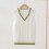 V Neck School Sweater Vest for Girls Knit Pullover White 1