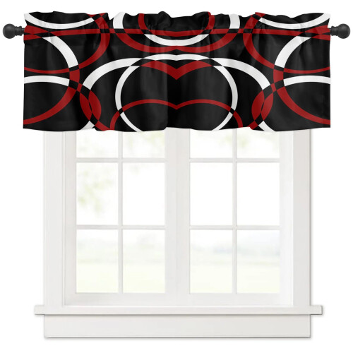 Geometric Circle Red Curtains for Living Room Kitchen 1