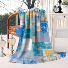 Flannel Throw Blanket Plush Warm Cozy 50x60 inch Blue Grey