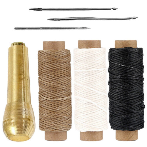 Leather Sewing Kit with Waxed Thread Needles and Awl