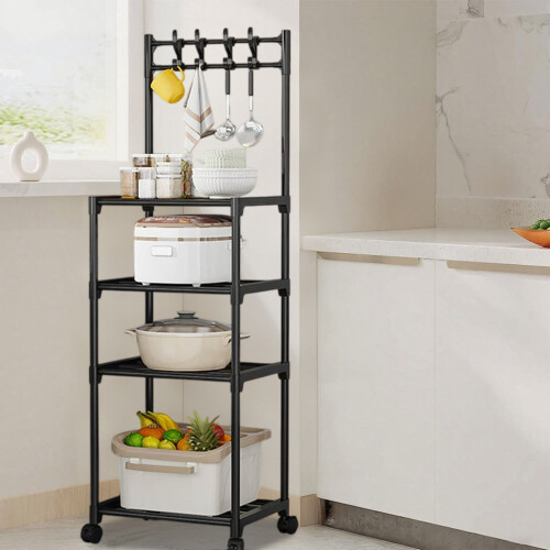 Kitchen Storage Shelf Metal 4-Tier Adjustable Height 2