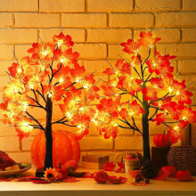 Halloween Lighted Tree Decor 24 inch 2 pcs orange purple