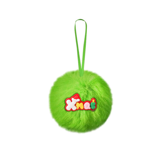 Limegroene kerstversiering van imitatiebont, 6 cm 1