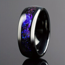 Hunter's Star Cloud Tungsten Ring Wedding Band 8mm and 4mm