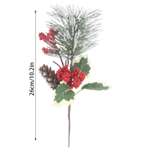 Red Berry and Pine Artificial Holly Stems 12 inch 2