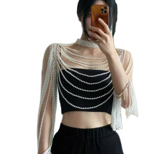 Bohemian Pearl Shawl Necklace Body Chain Beaded Sweater