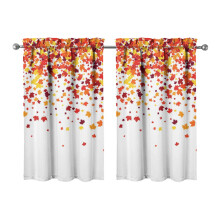 Pumpkin Pattern Tier Curtains Set of 2 Fall Design 27.5x39