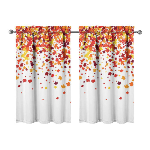 Pumpkin Pattern Tier Curtains Set of 2 Fall Design 27.5x39