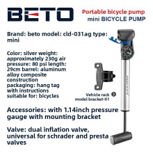 Bicycle Pump With Mounting Bracket Portable High Pressure Inflator For Cycling