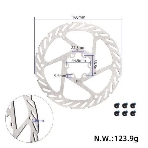 Disc Brake Rotor 160mm Thickened Six-Hole for Electric 1