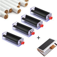 Ruční rolovací strojek na cigarety o průměru 70 mm, nastavitelný plastový, s pouzdrem, 4 ks