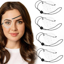 4er-Pack transparente Augenschutz-Augenklappen mit verstellbarem Riemen und atmungsaktivem Design für Erwachsene
