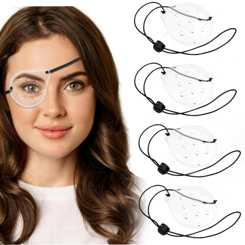 Pack Transparent Eye Shield Protective Eye Patch Adjustable Strap Breathable Design Adult