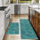 Teal Kitchen Rug Set 2 pcs Washable Non-Slip Floor Mat 2