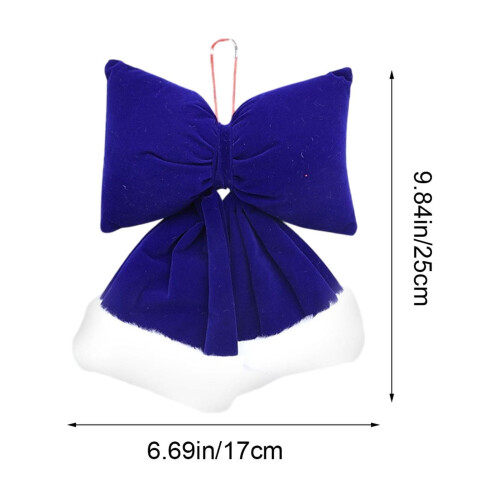 Blue Flock Christmas Bow Decoration Oversized 1 pc 2