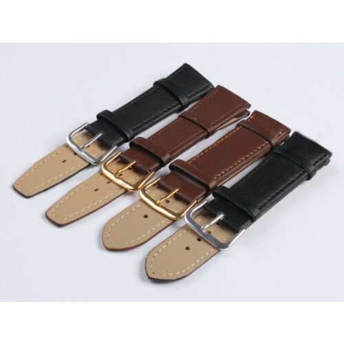 Leather Watch Band 20mm Adjustable PU Strap Coffee 1