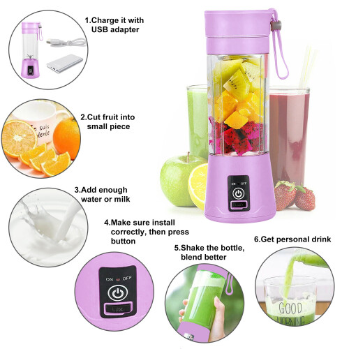 Mini Juicer Cup 380ML Portable Personal Blender with 6 2