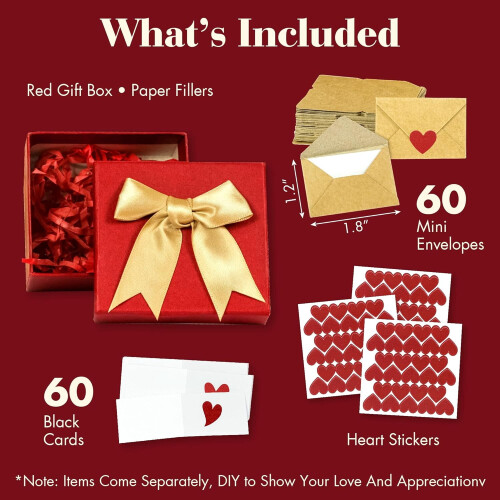 Blank Note Cards and Envelopes Mini Love Notes 12 Pack 1