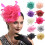 Cappello Derby da donna rosa acceso con fiori, piume e rete per capelli 5