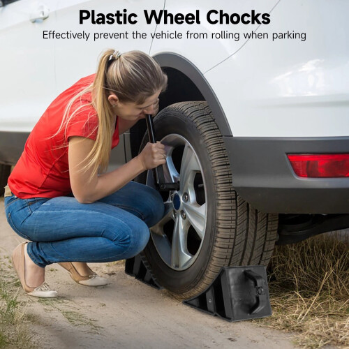 Plastic Wheel Chocks Heavy Duty 4 pcs 7.87x4.72x4.3 in 2
