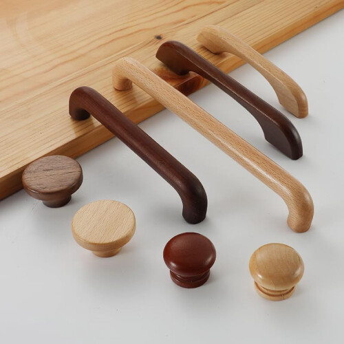Wooden Drawer Knobs Round Bridge Style Beech 4 pcs 128mm 2