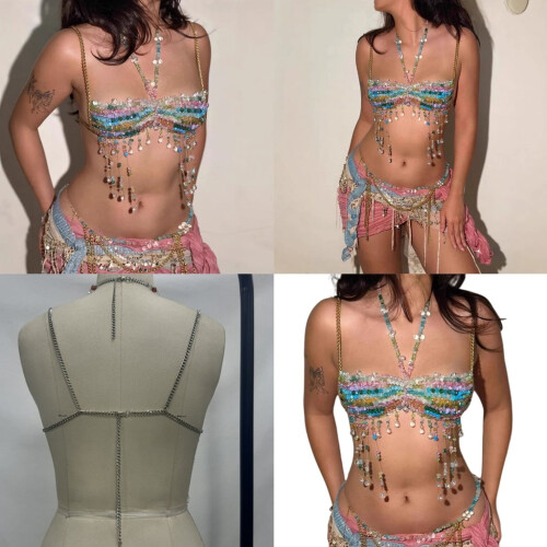 Bikini Chain Bra Beaded Chest Coverup 1