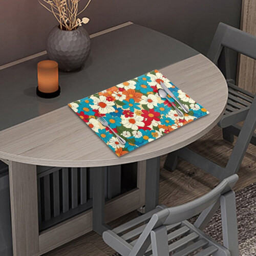 Heat-resistant placemats polyester 4 pcs hippie flower 1