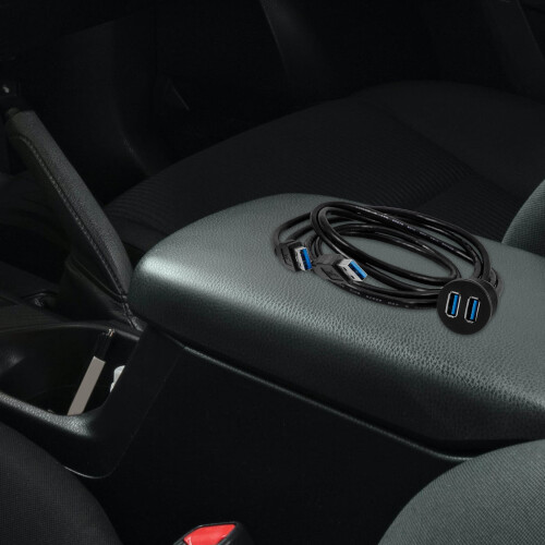 USB Panel Cable for Cars Dual Port Flush Mount Dash Extender 2