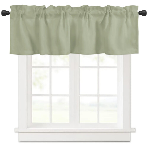 Sage Green Curtain Rod Pocket Curtains 2-Pack 1