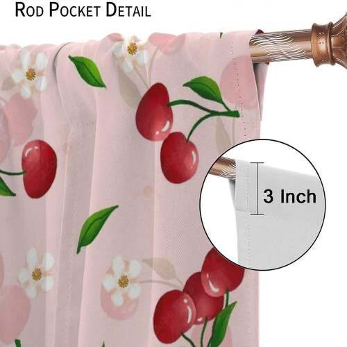 Pink Cherry Fruit Window Curtains Blackout 84x84 Inch 2
