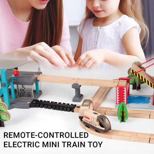 Remote Control Toy Train Set for Wooden Tracks Motorized 2