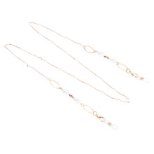 Golden Artificial Pearl Eyeglass Chain for Women