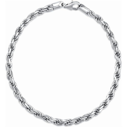 Sterling Silver Rope Chain Bracelet 2mm 4mm 6.5-8in