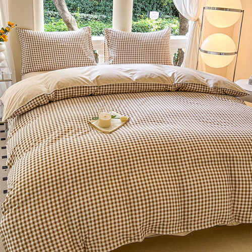 Brunt gingham-täcke, set med 4 delar 1